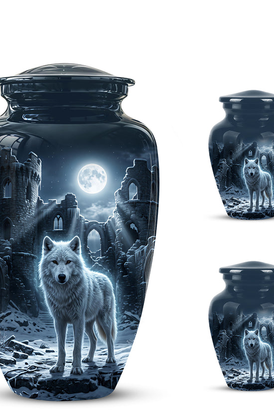 Night Wolf Memorial Urn - Moonlight Funeral Urns For Men & Women Ashes