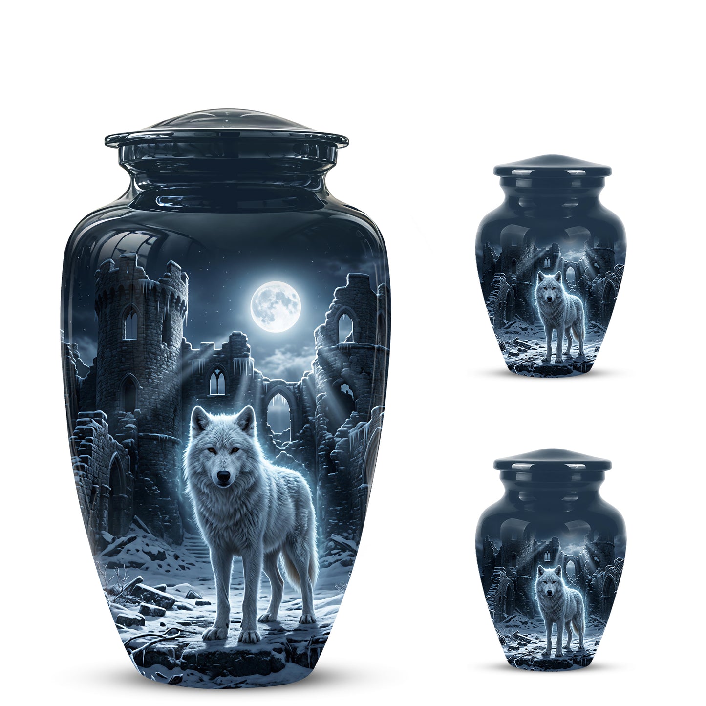 Night Wolf Memorial Urn - Moonlight Funeral Urns For Men & Women Ashes