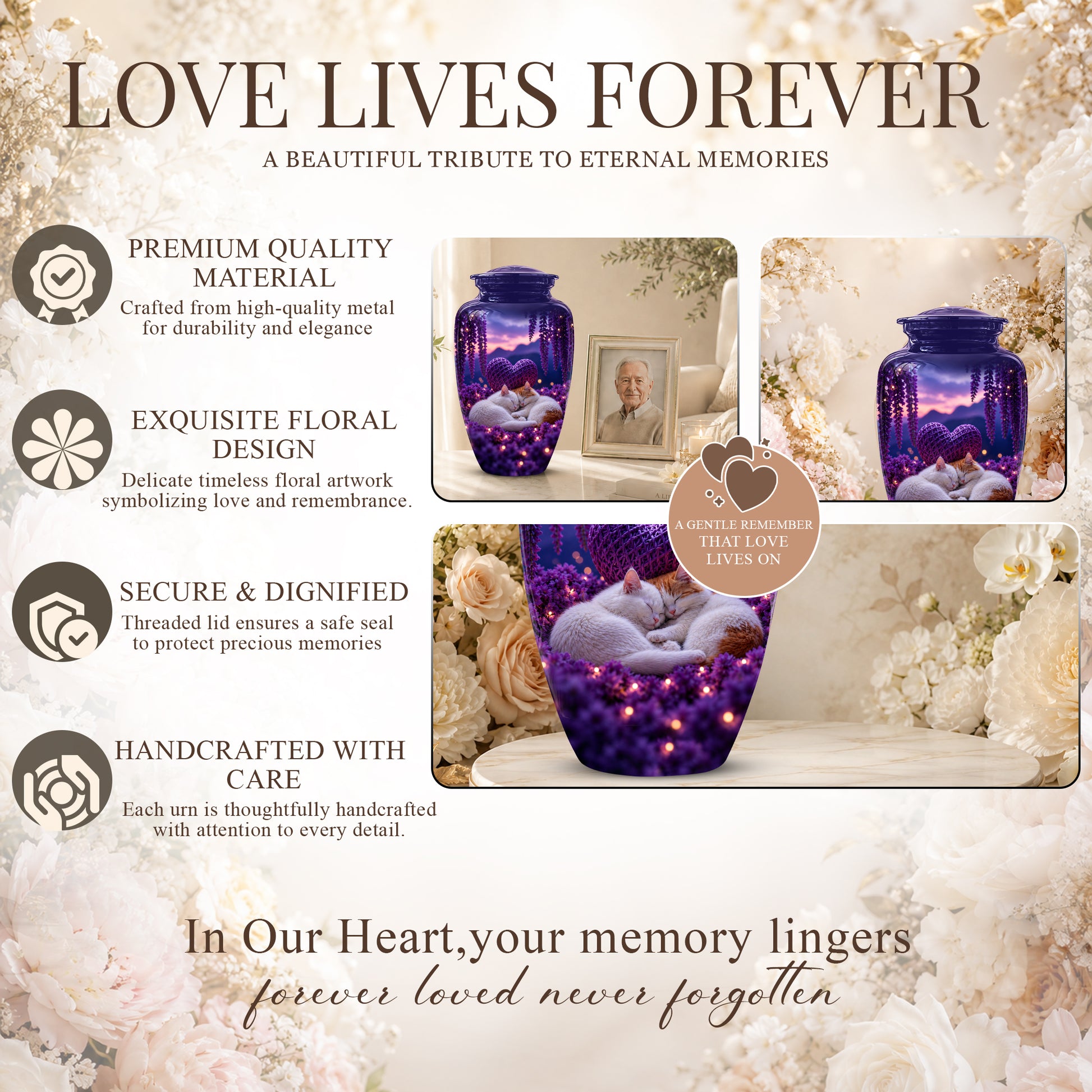 Eternal Resting Cat Cremation Urn - Personalized Urns For Pet Cat Ashes