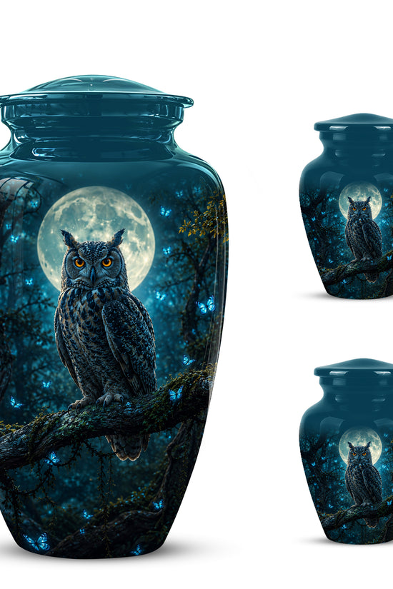 Majestic Horned Owl Burial Urn - Moonlight Owl Funeral Urns For Ashes