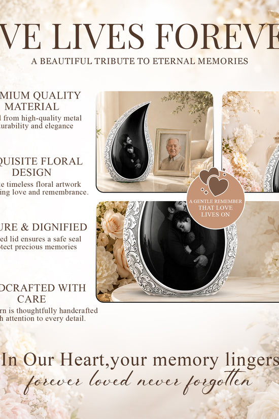 Black Father & Son Memorial Urn - Custom Cremation To Tribute Dad Ashes