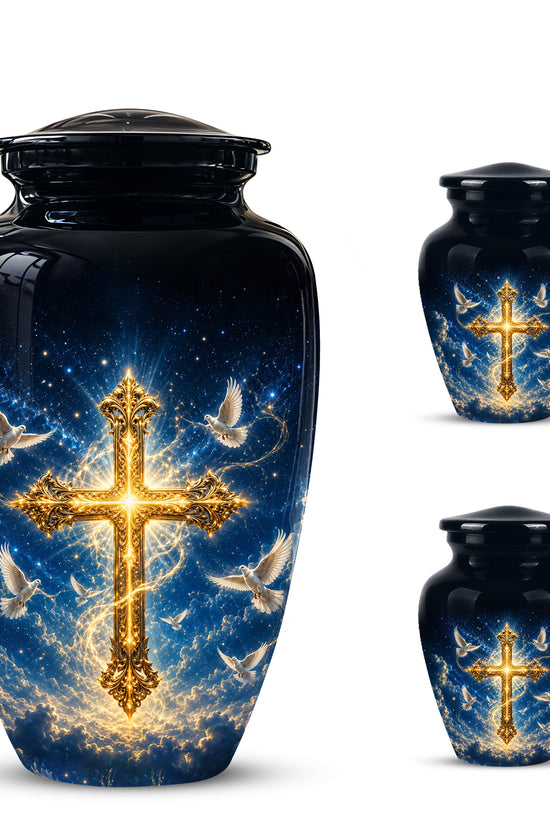 Golden Cross Cremation Urn – Celestial Urns For Men & Women Ashes