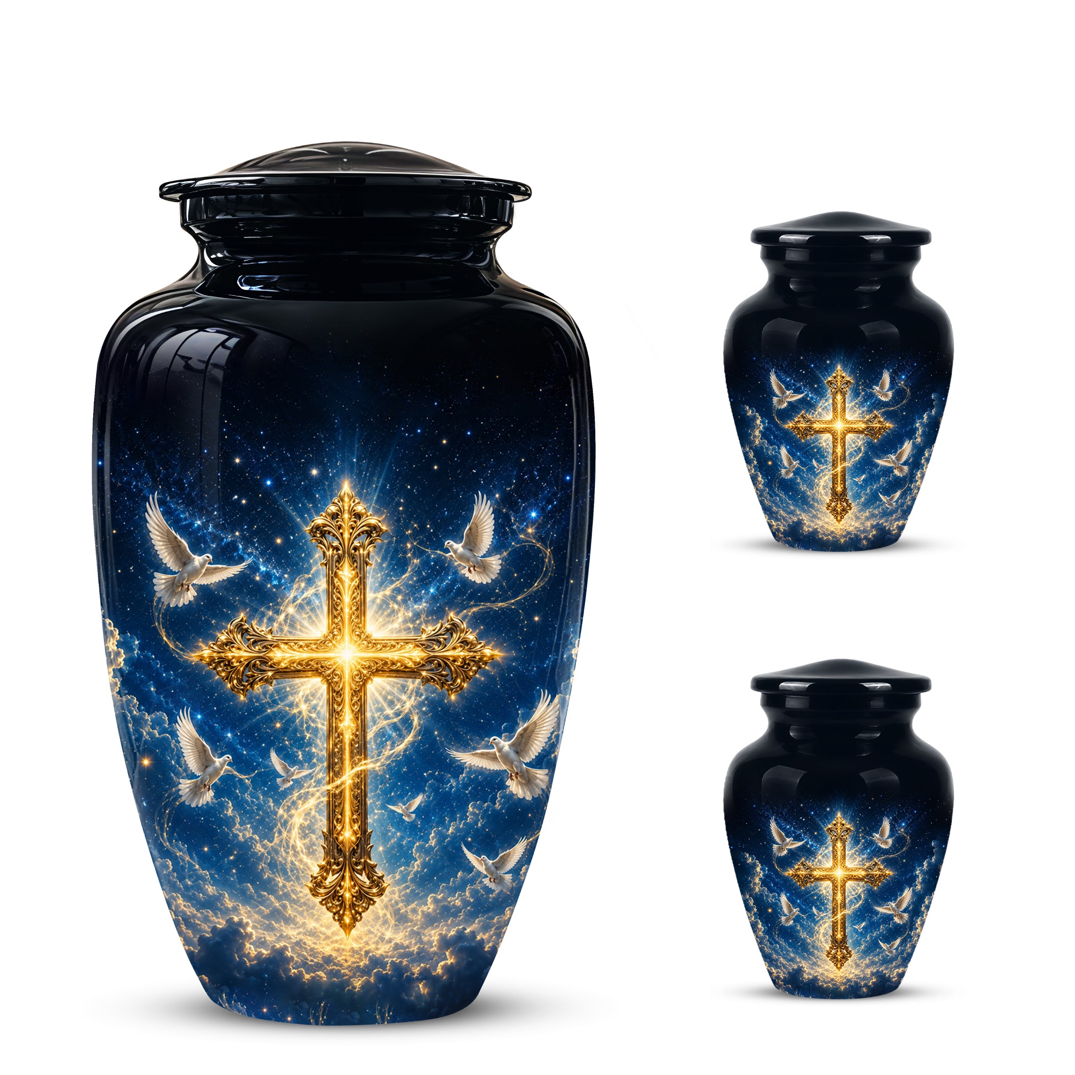 Golden Cross Cremation Urn – Celestial Urns For Men & Women Ashes