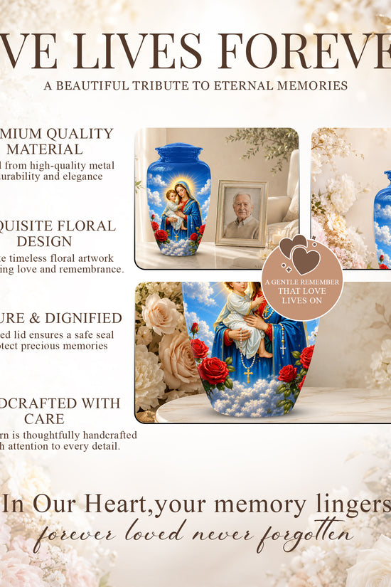 Catholic Virgin Mary & Baby Jesus Urn - Personalized Spiritual Urns