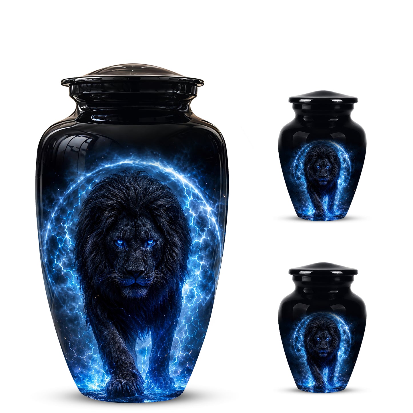 Black Lion Cremation Urns - Personalized Memorial Urns For Human Ashes