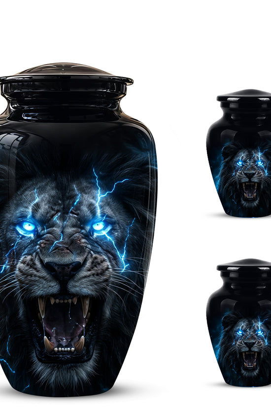 Black Lion Memorial Urns - Custom Handmade Burial Urns For Human Ashes