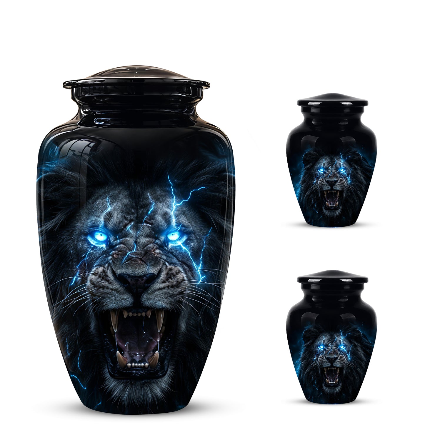 Black Lion Memorial Urns - Custom Handmade Burial Urns For Human Ashes
