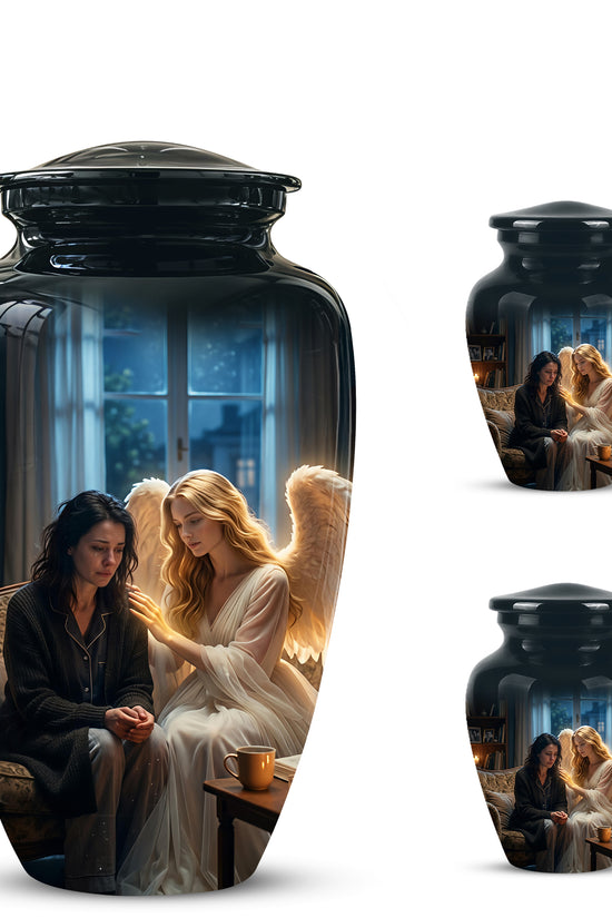 Black Angel Burial Urns - Personalized Memorial Urns For Mother Ashes