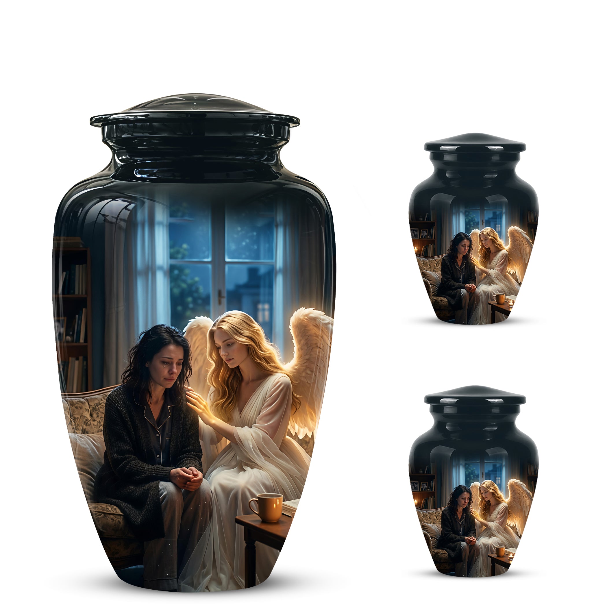 Black Angel Burial Urns - Personalized Memorial Urns For Mother Ashes