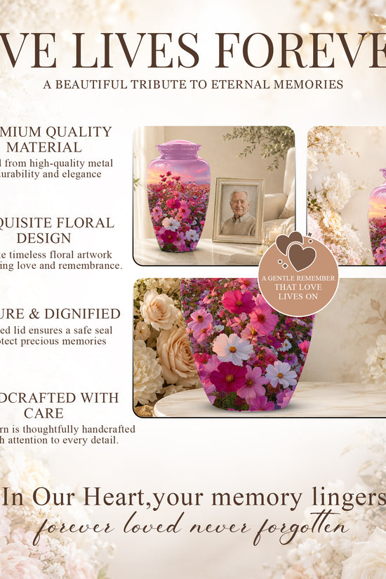 Flower Field Cremation Urn - Decorative Premium Funeral Urns On Sale