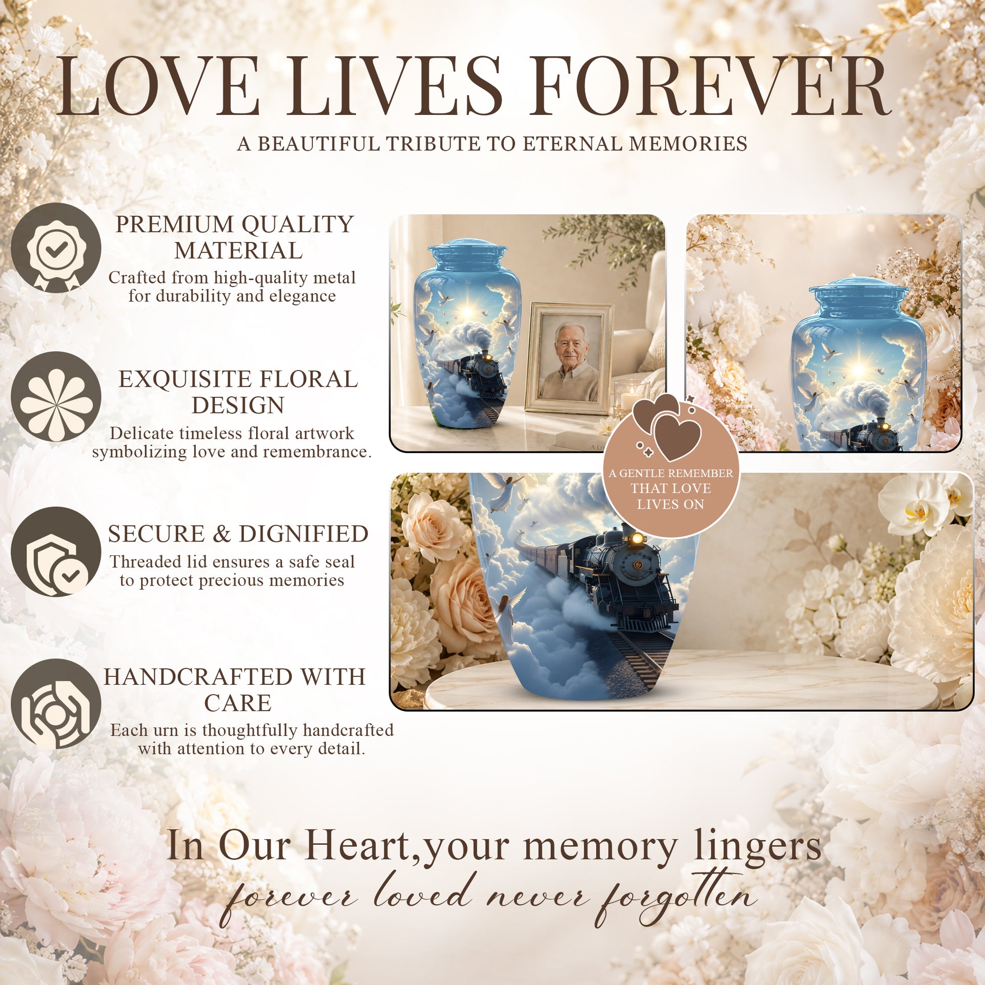 Heavenly Train Cremation Urn – Angel Clouds Memorial Urns For Ashes