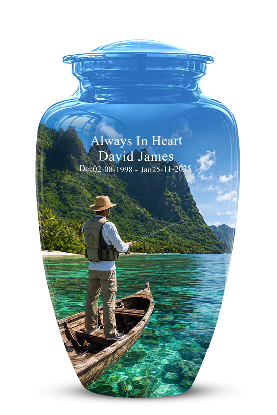 Father Fishing Cremation Urn - Majestic Memorial Urns For Human Ashes