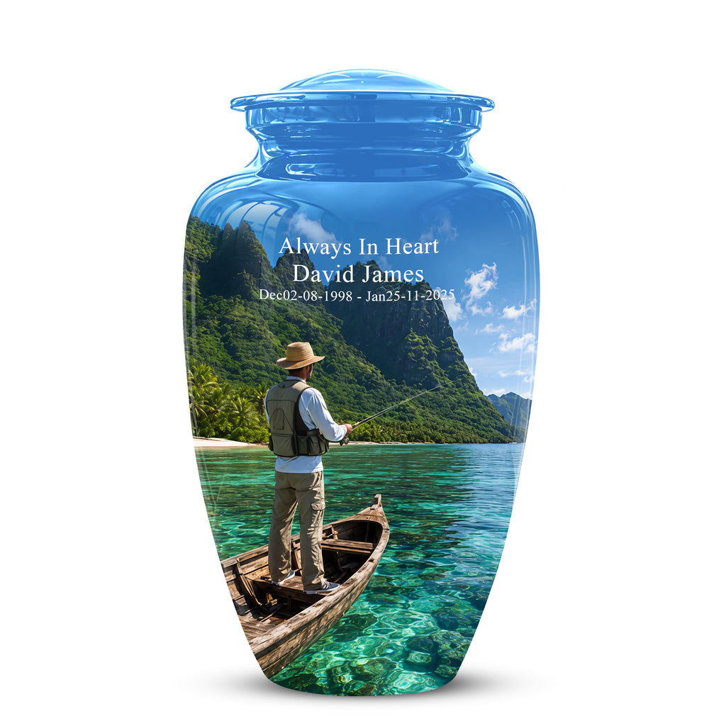 Father Fishing Cremation Urn - Majestic Memorial Urns For Human Ashes