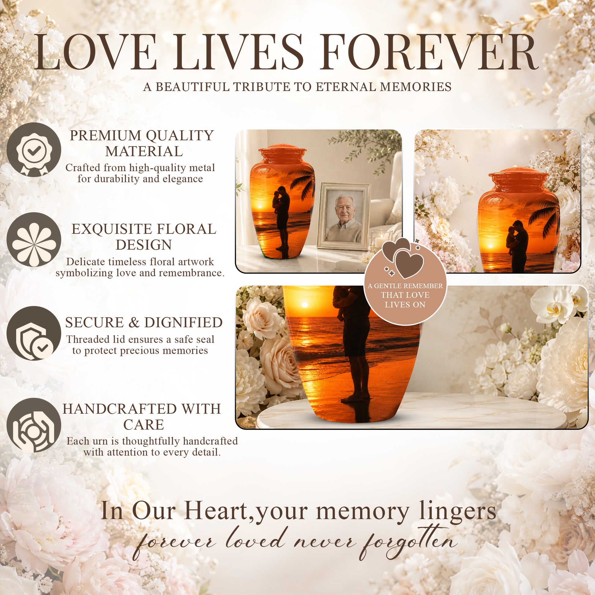 Custom Father Cremation Urn - Peaceful Tribute Memorial Urns For Dad