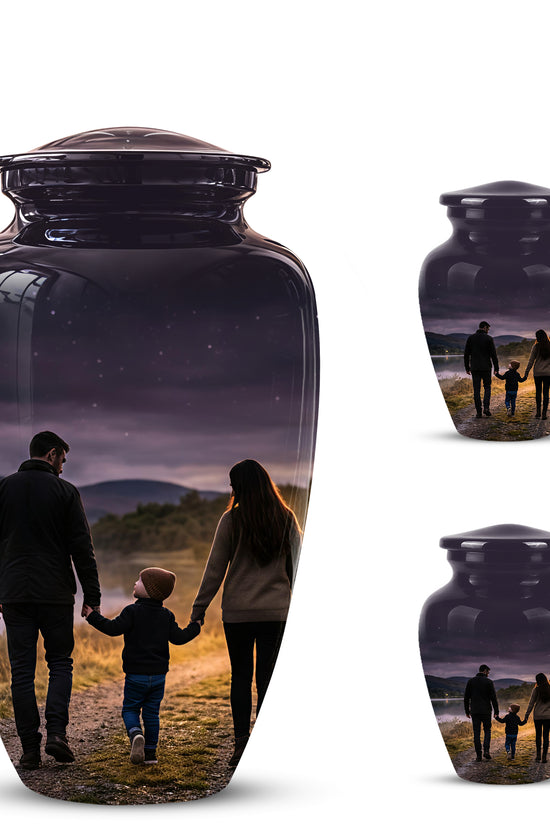 Dad, Son & Mom Cremation Urn - Artistic Night Burial Urns For Human Ashes