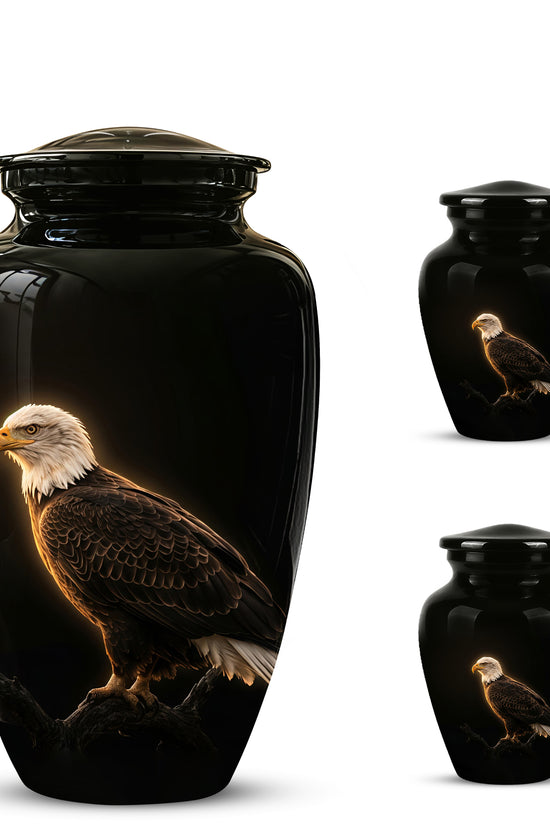 Bald Eagle Cremation Urn - Personalized Black Urns For Human Ashes