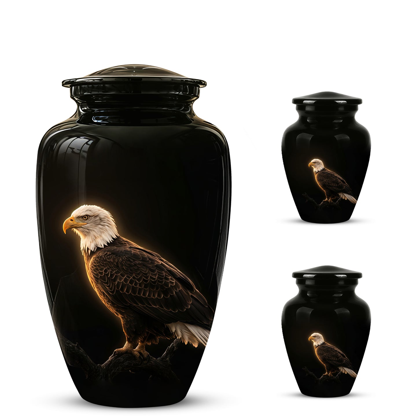 Bald Eagle Cremation Urn - Personalized Black Urns For Human Ashes