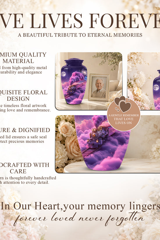 Fantasy Train Cremation Urn – Purple Cloud Memorial Urns For Human Ashes