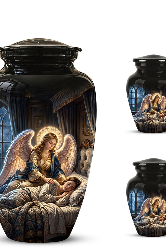 Angel Mom Cremation Urn - Black Memorial Urns For Mother Ashes