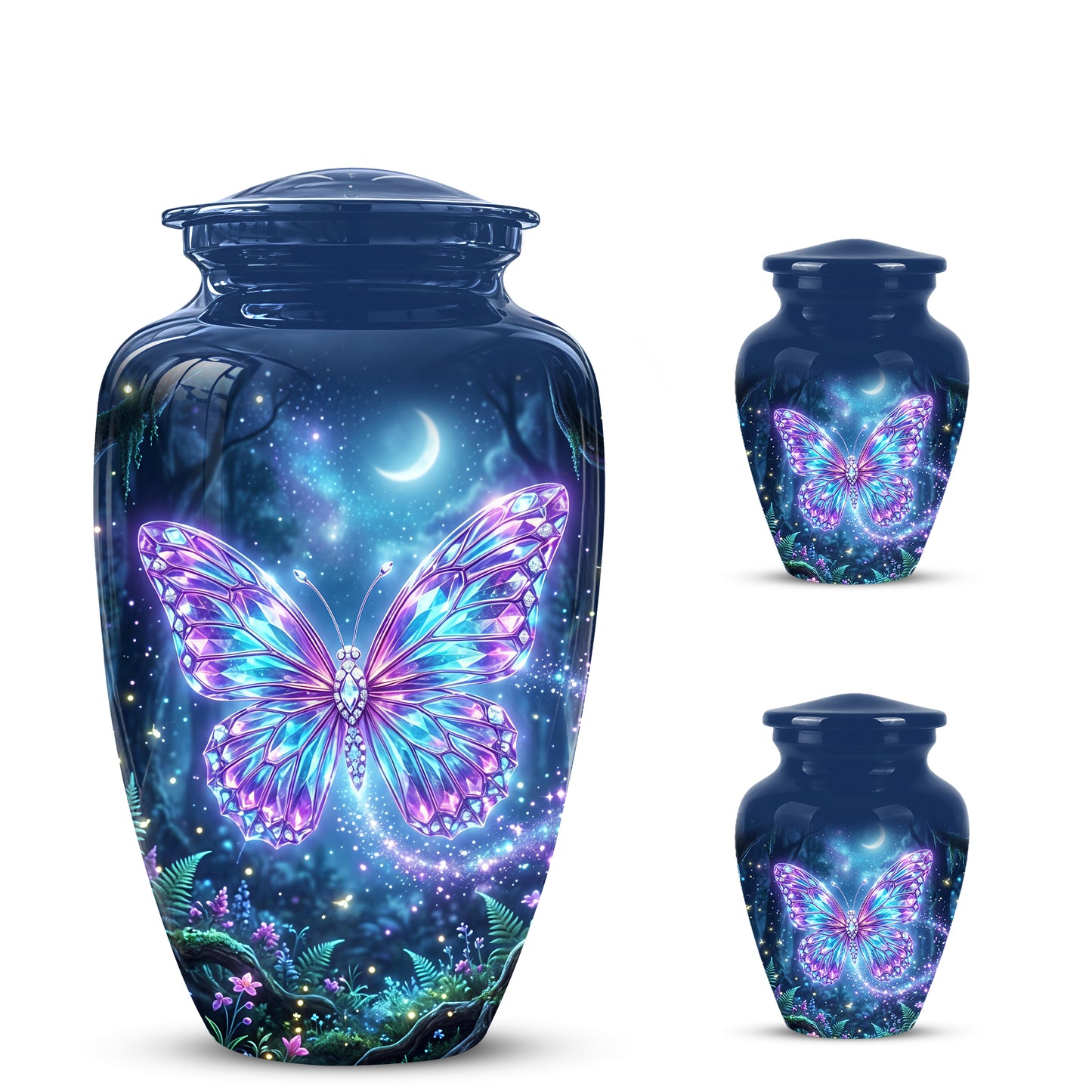 Glowing Colorful Butterfly Memorial Urn - Majestic Urns For Ashes