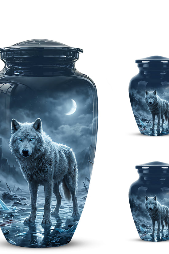 Moonlight White Wolf Urn for Human Ashes - Urns For Men & Women Ashes