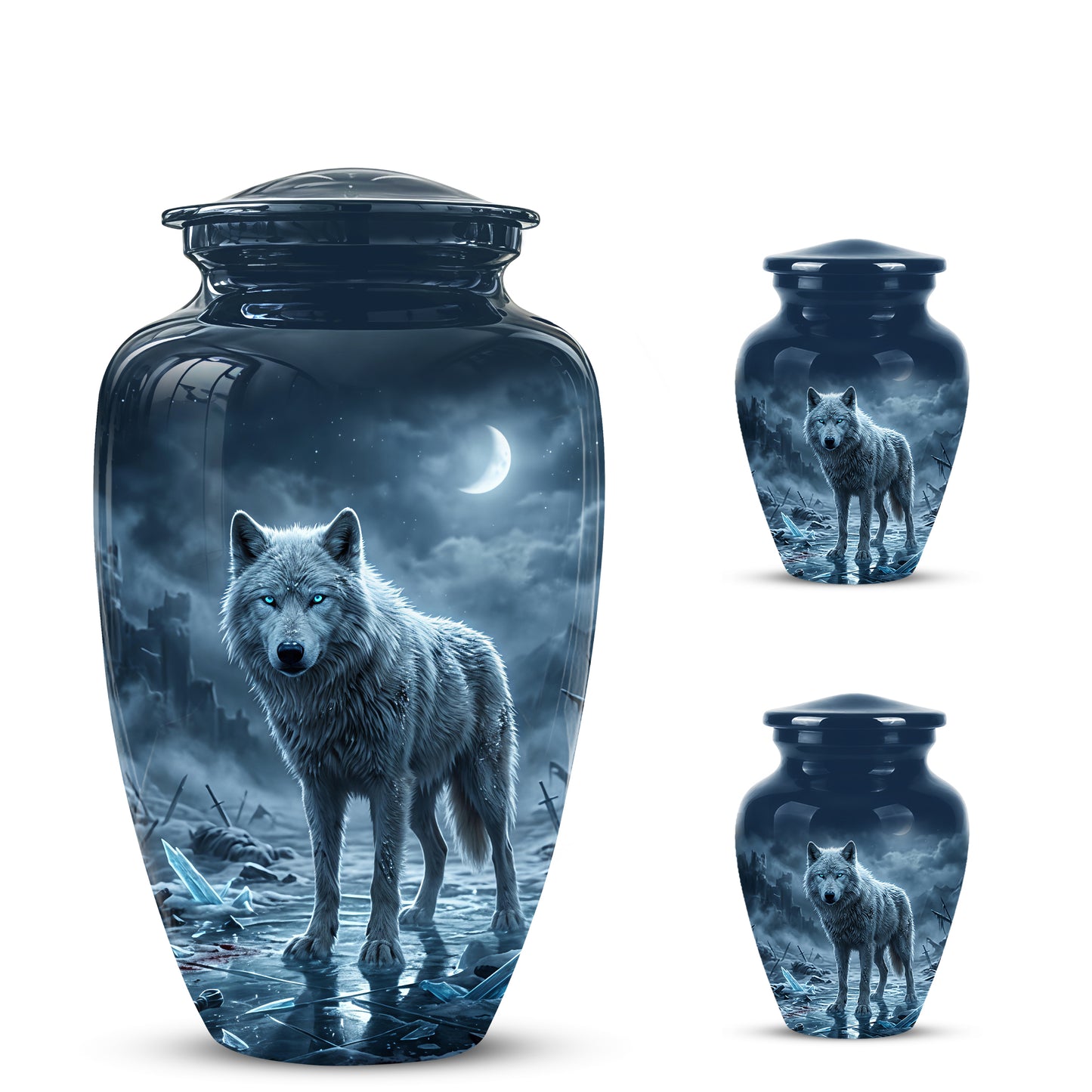 Moonlight White Wolf Urn for Human Ashes - Urns For Men & Women Ashes