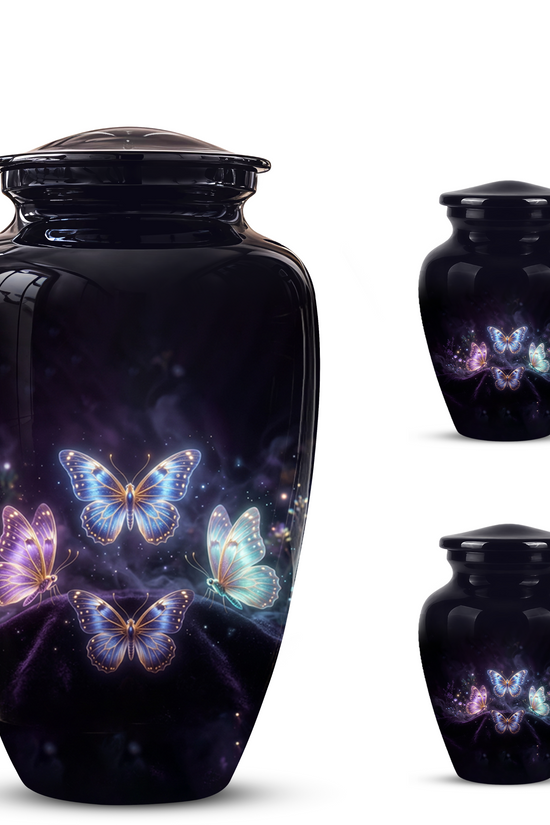Flying Butterfly Urns For Mom Ashes - Handcrafted Black Cremation Urns