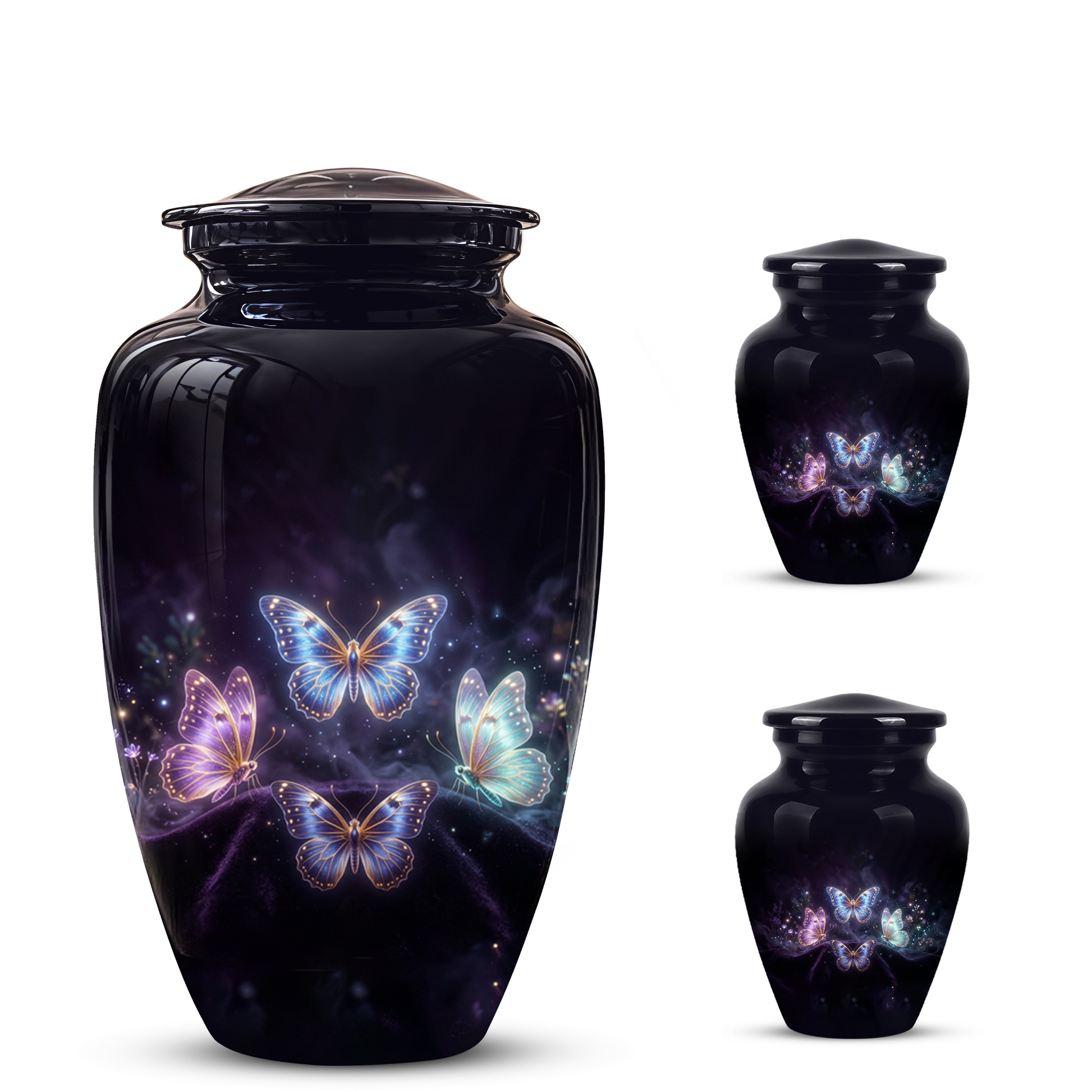 Flying Butterfly Urns For Mom Ashes - Handcrafted Black Cremation Urns