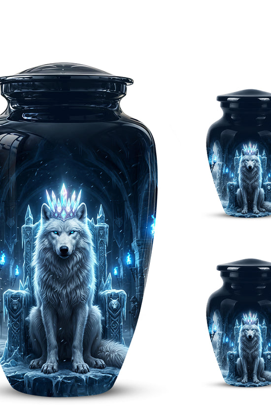 Ice Throne Wolf King Urn for Ashes | Personalized Urn Memorial