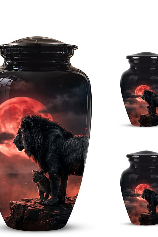 Lion With Cub Cremation Urn - Blood Moon Urns For Human Ashes