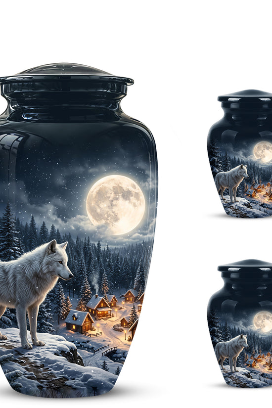 Moonlit Wolf Urn for Ashes - Custom Memorial Urn For Human Ashes
