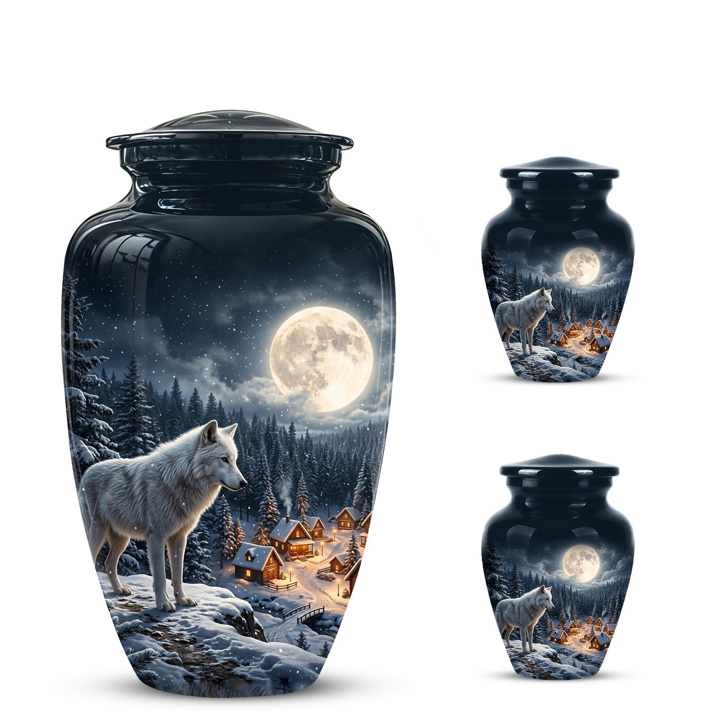 Moonlit Wolf Urn for Ashes - Custom Memorial Urn For Human Ashes