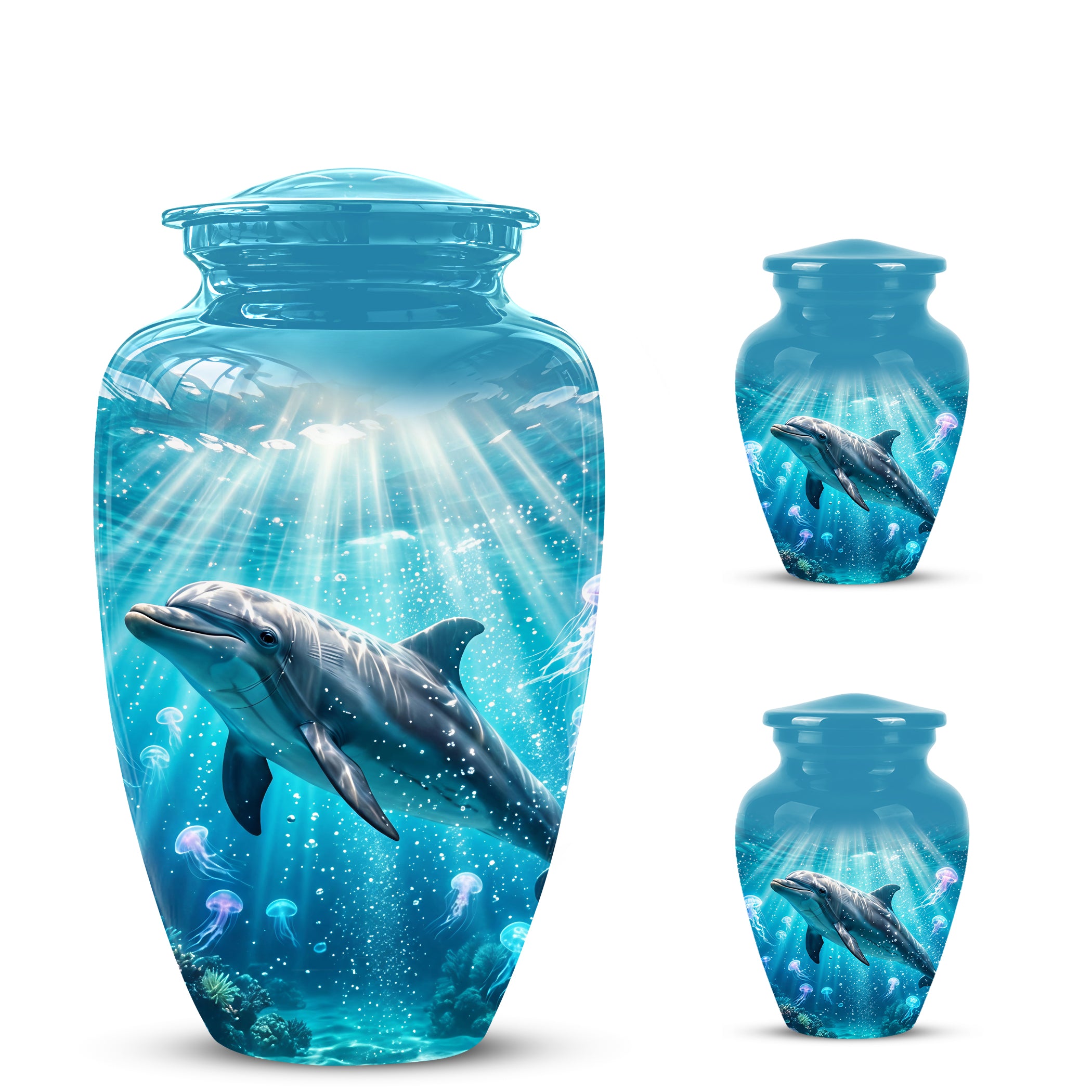 Dolphin Themed Urn - Beautifully Handcrafted Burial Urns For Mom Ashes