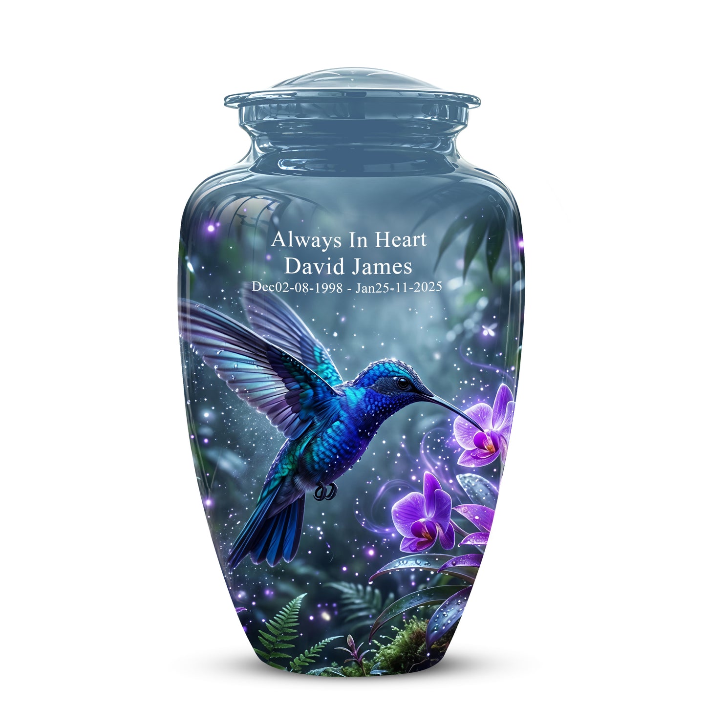 Flying Blue Hummingbird Urn - Majestic Memorial Urns For Human Ashes