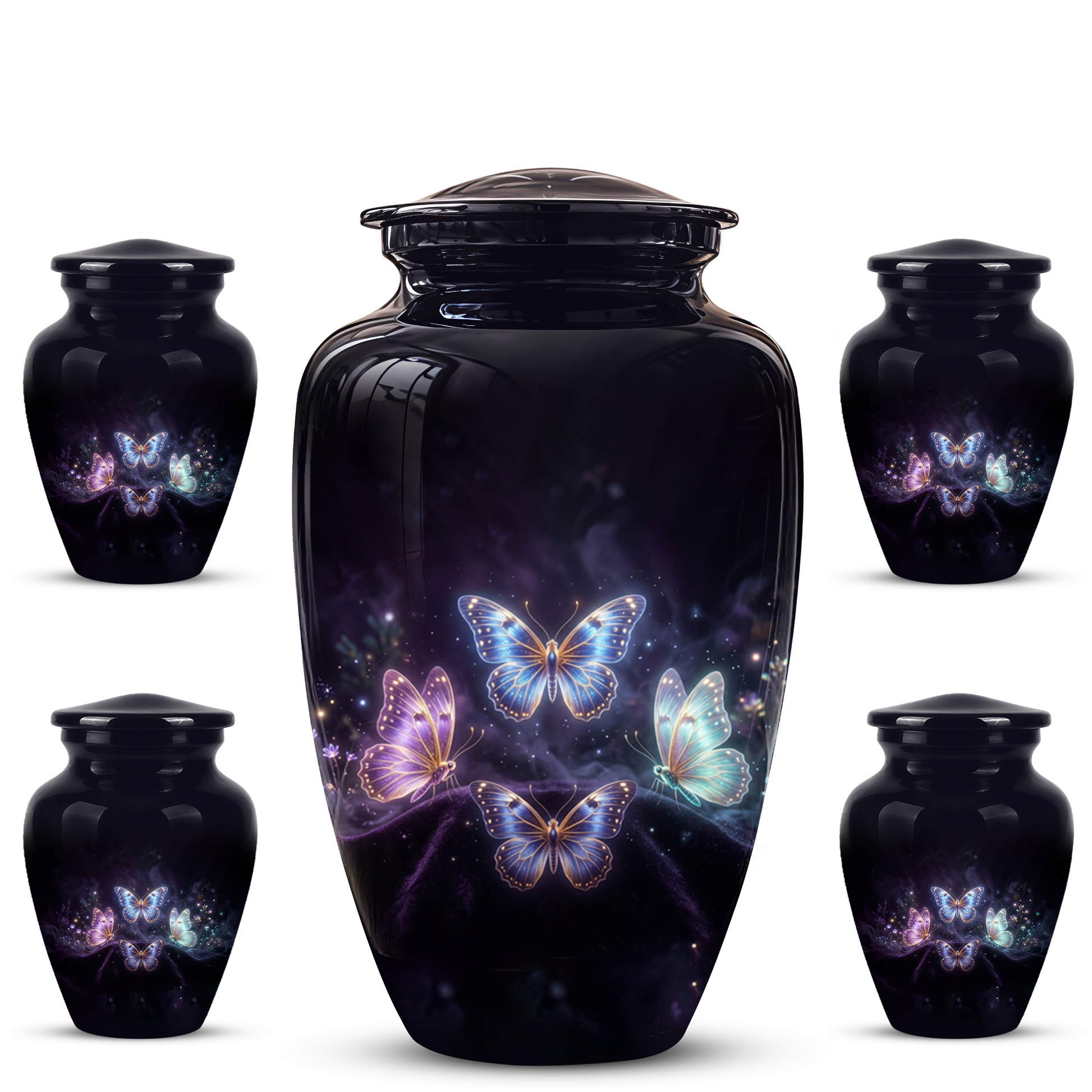Flying Butterfly Urns For Mom Ashes - Handcrafted Black Cremation Urns