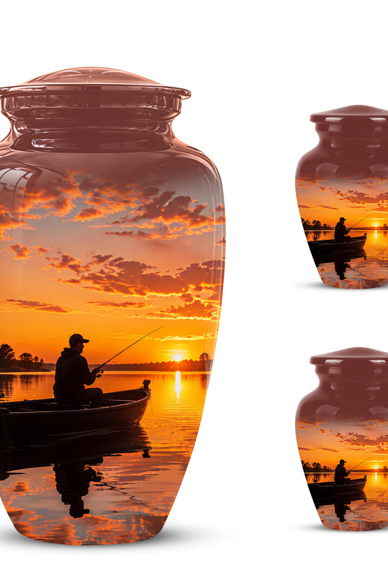 Fishing Sunset Cremation Urn - Beautiful Custom Urns For Dad On Sale