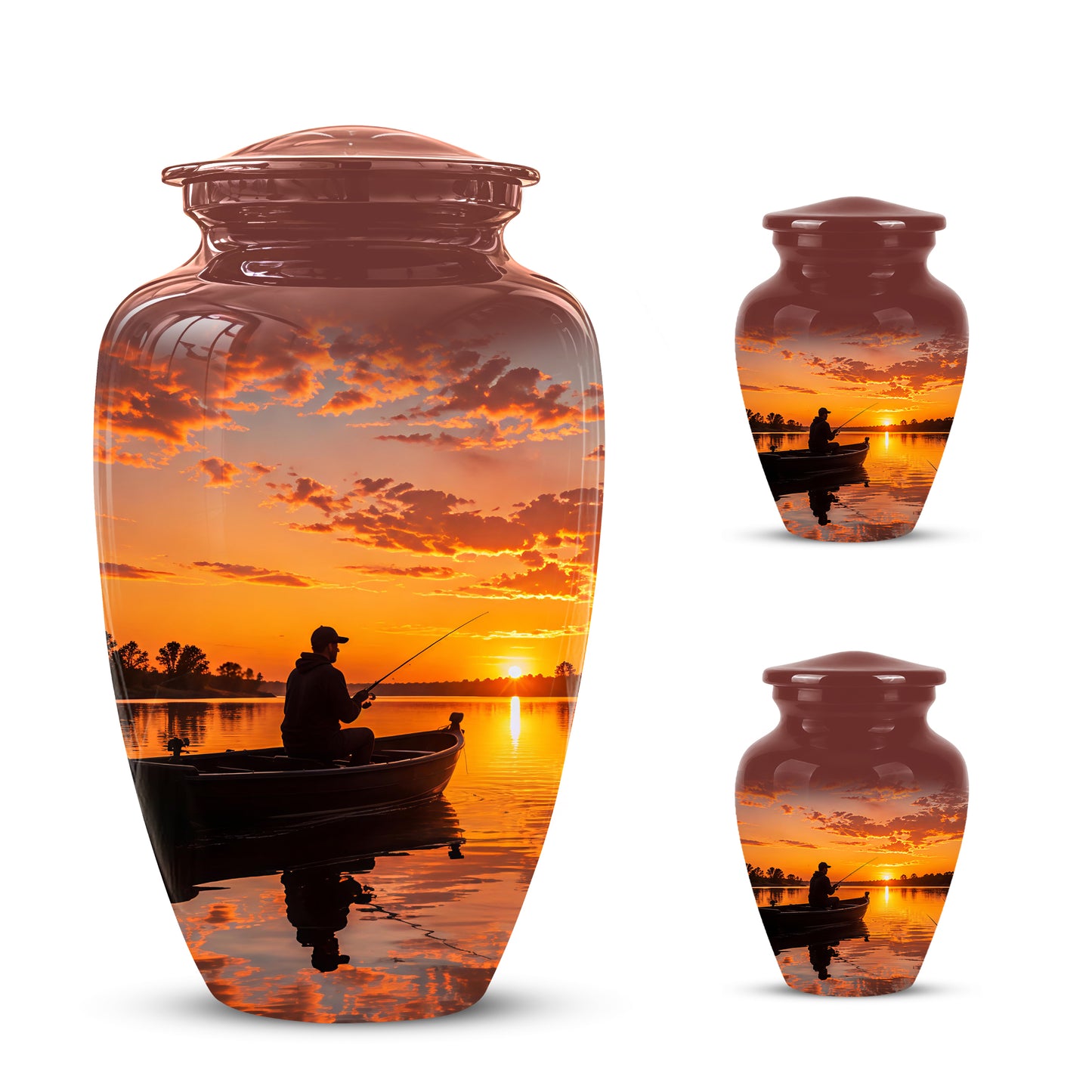 Fishing Sunset Cremation Urn - Beautiful Custom Urns For Dad On Sale