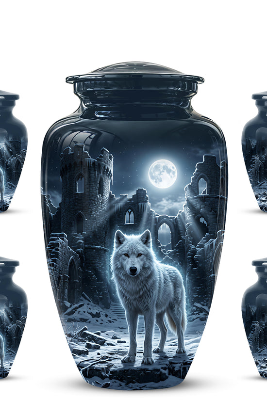 Night Wolf Memorial Urn - Moonlight Funeral Urns For Men & Women Ashes