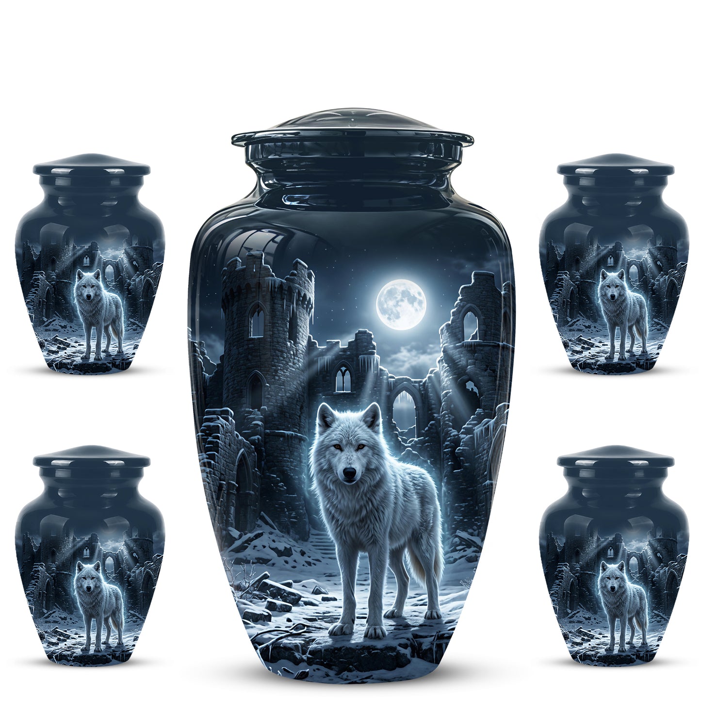 Night Wolf Memorial Urn - Moonlight Funeral Urns For Men & Women Ashes
