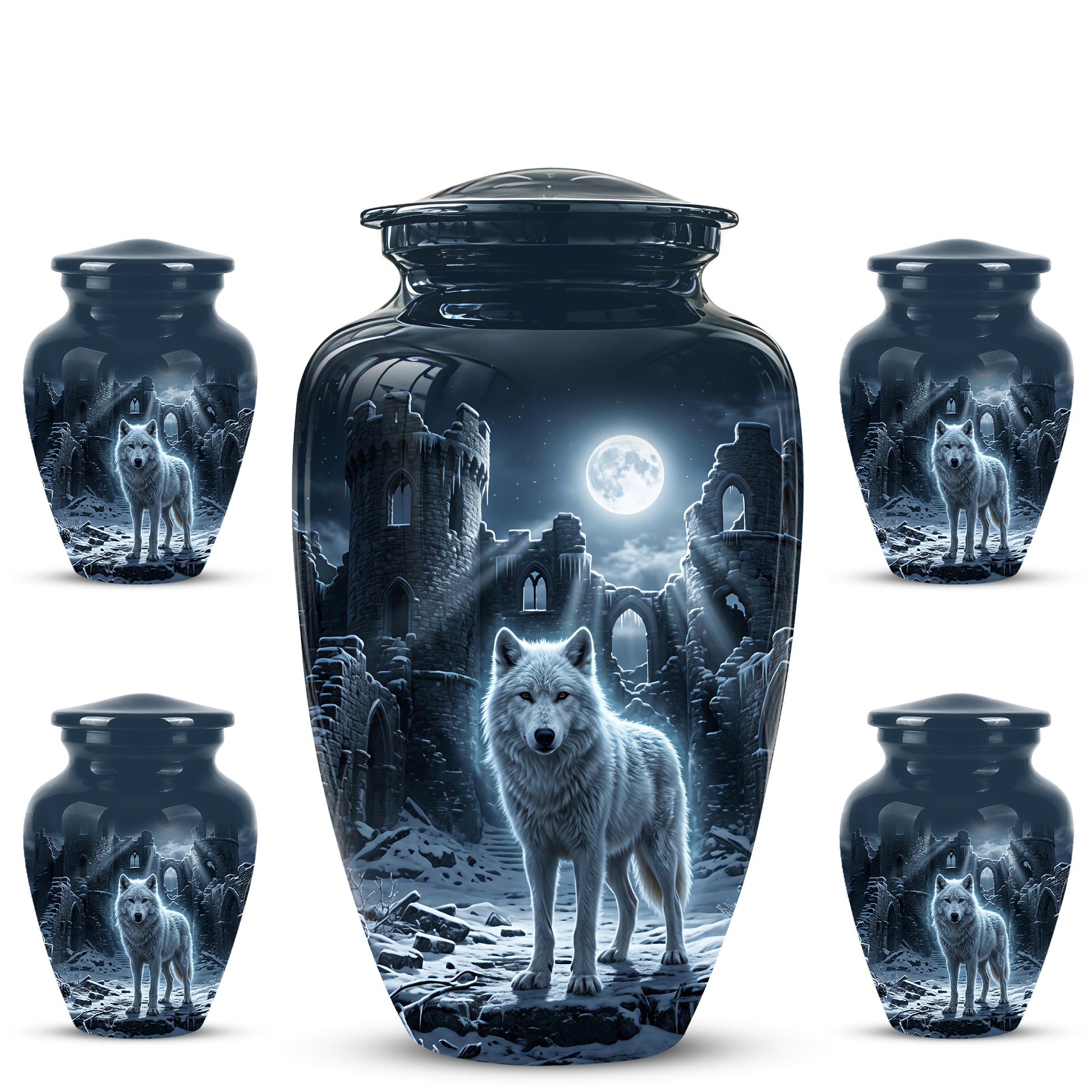 Night Wolf Memorial Urn - Moonlight Funeral Urns For Men & Women Ashes