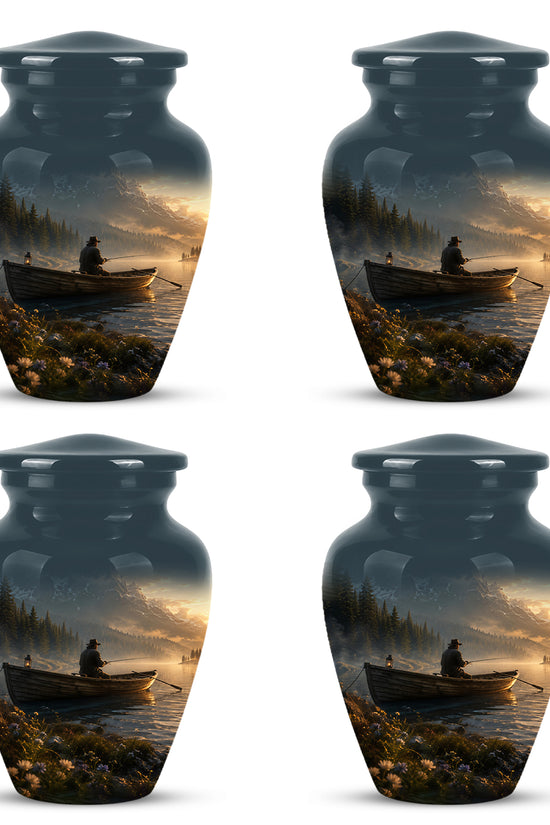 Fisherman Themed Urn - Artistic Fishing Landscape Urns For Human Ashes