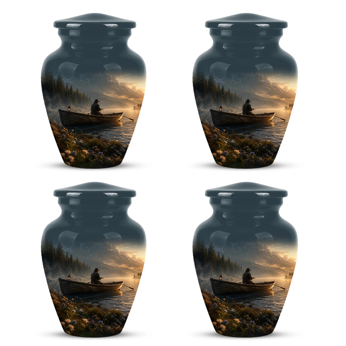 Fisherman Themed Urn - Artistic Fishing Landscape Urns For Human Ashes