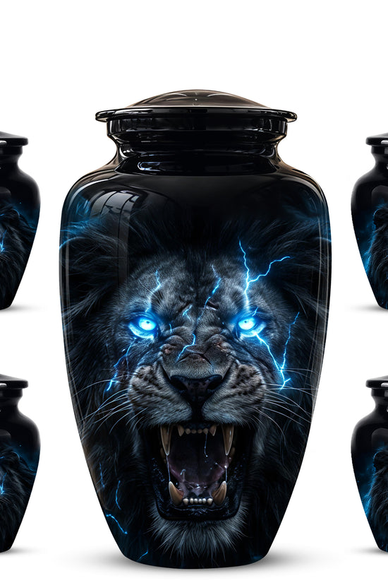 Black Lion Memorial Urns - Custom Handmade Burial Urns For Human Ashes