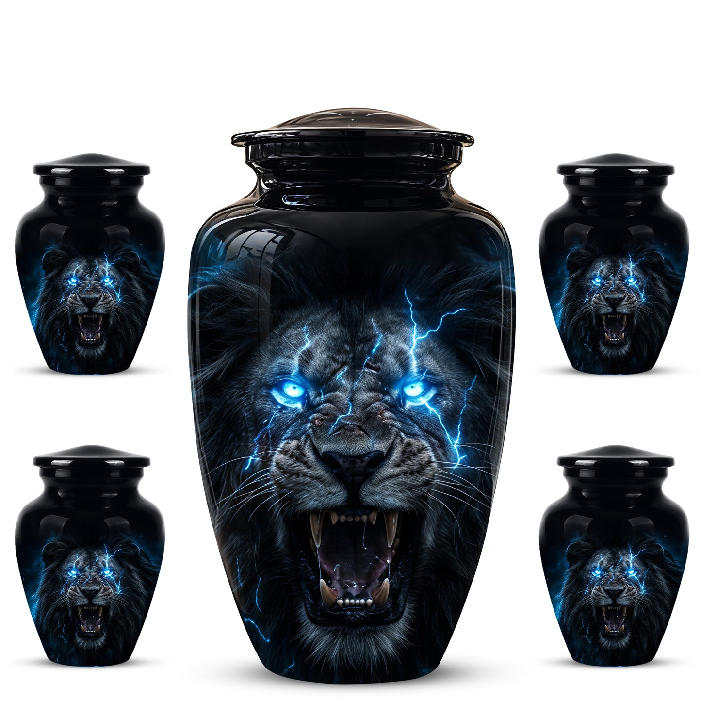 Black Lion Memorial Urns - Custom Handmade Burial Urns For Human Ashes