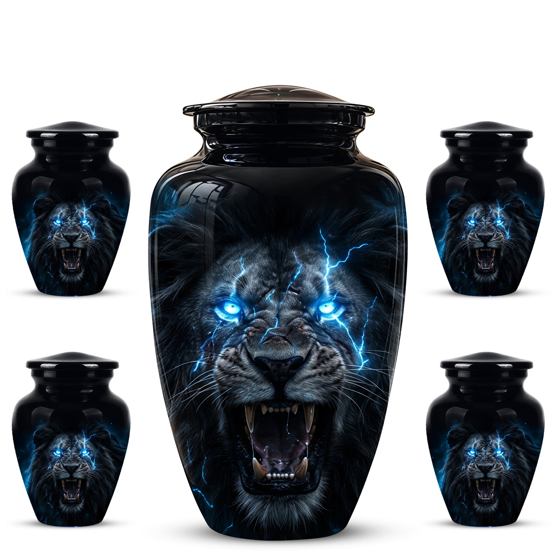 Black Lion Memorial Urns - Custom Handmade Burial Urns For Human Ashes