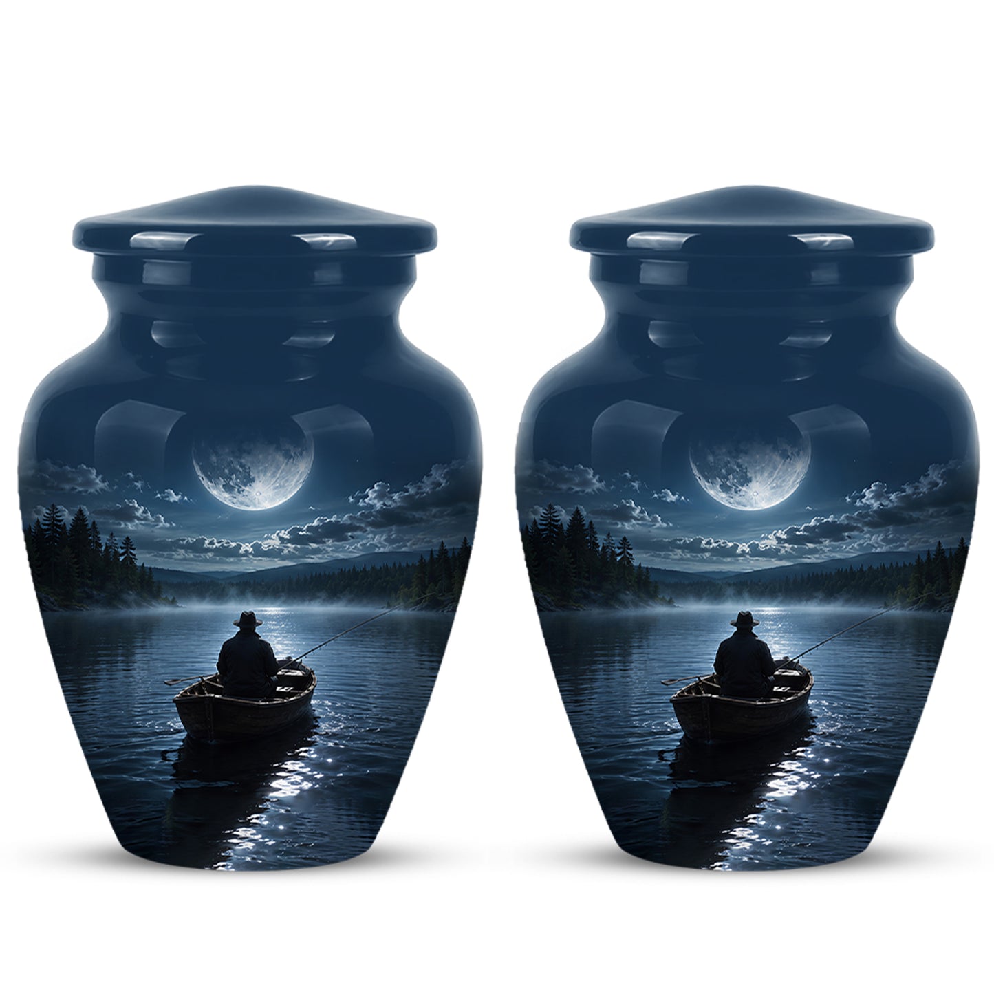 Fishing Memorial Urn - Affordable Night Fishing Themed Urns For Ashes