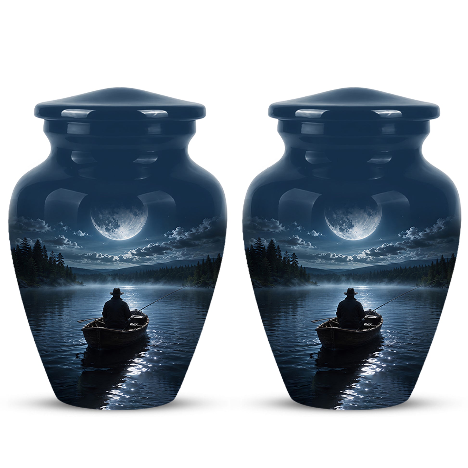 Fishing Memorial Urn - Affordable Night Fishing Themed Urns For Ashes