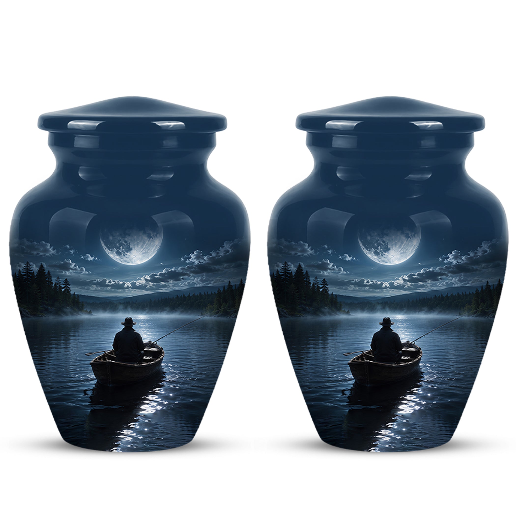 Fishing Memorial Urn - Affordable Night Fishing Themed Urns For Ashes