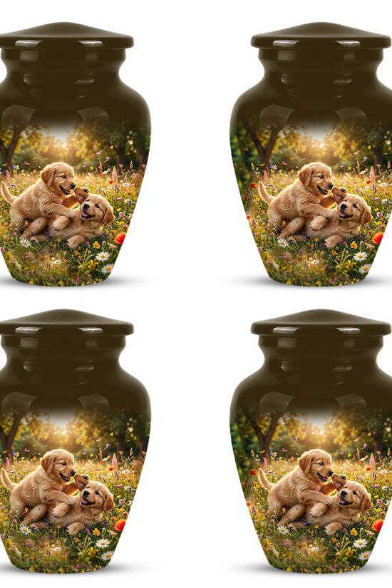 Cute Playing Puppies Memorial Urn - Custom Urns For Dog Friends Ashes
