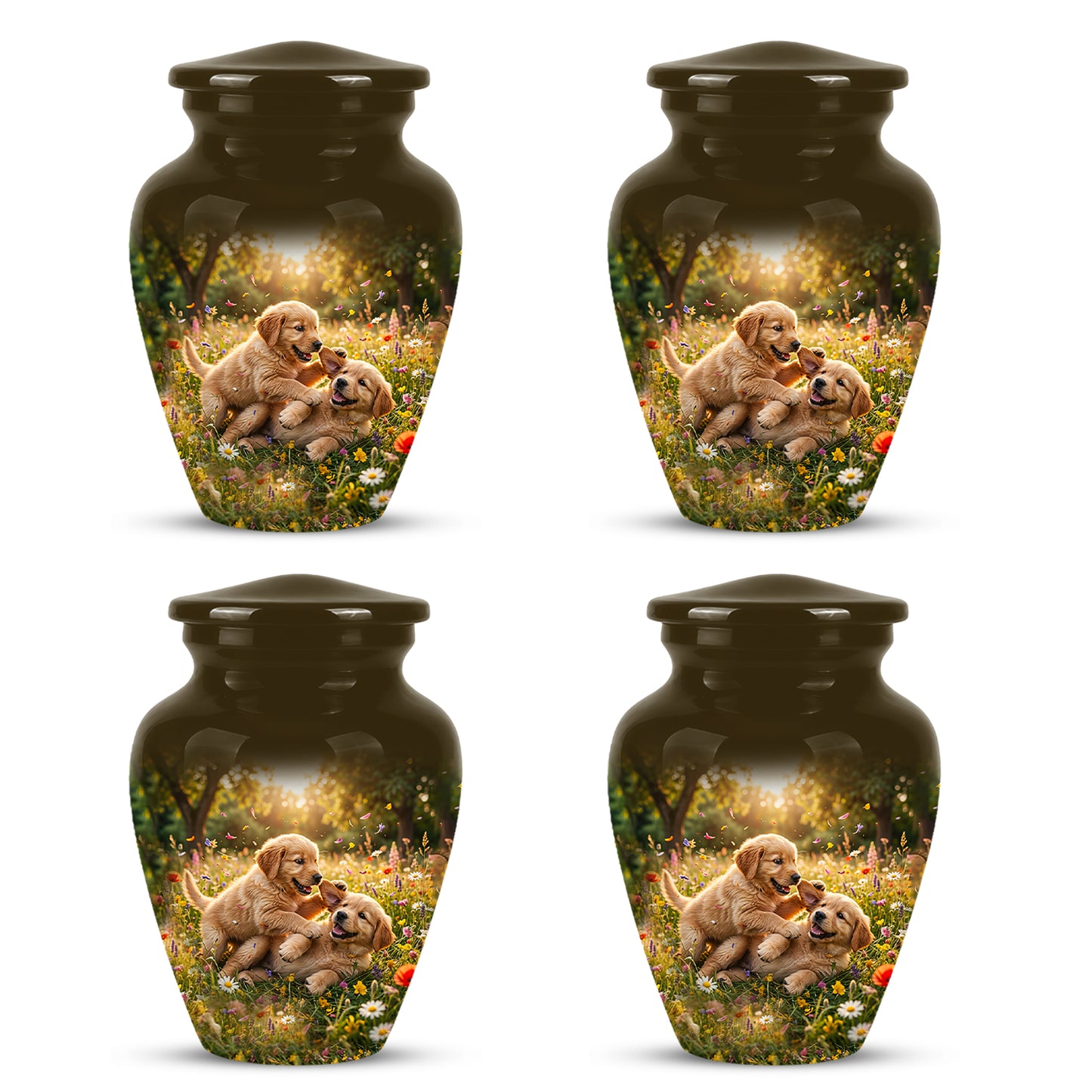 Cute Playing Puppies Memorial Urn - Custom Urns For Dog Friends Ashes